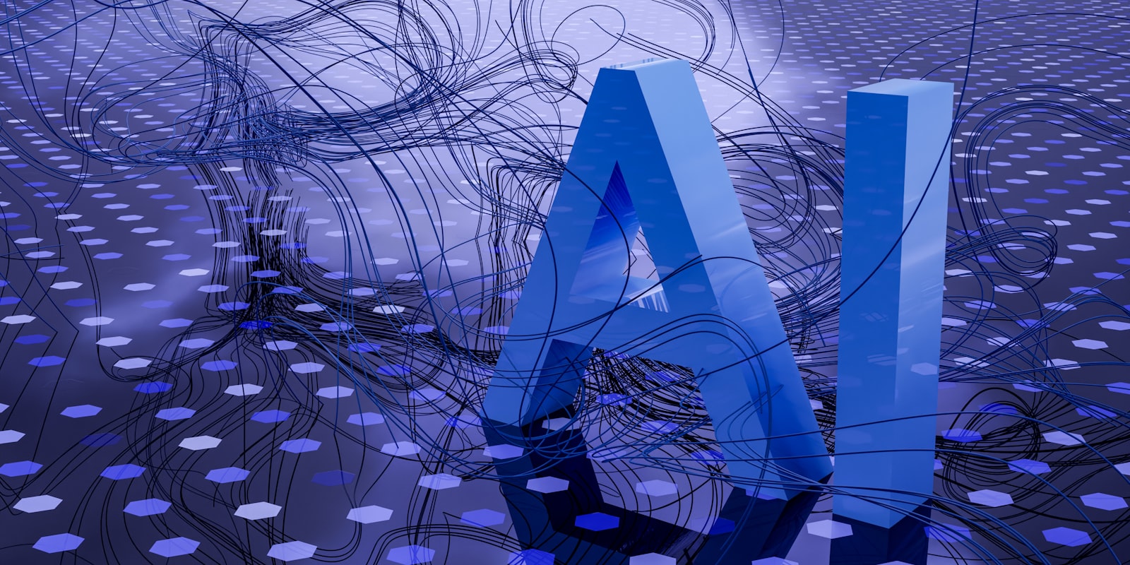 AI 与数据网络视觉图,适合生成式营销与智能优化主题